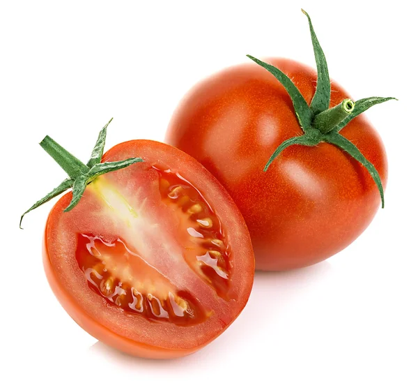 Frische reife rote Tomaten isoliert auf weißem Hintergrund. — Stockfoto