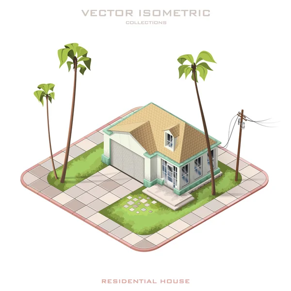 Casa residencial isométrica vectorial — Vector de stock