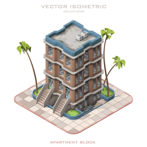 Icono isométrico que representa el edificio de varios pisos — Vector de stock