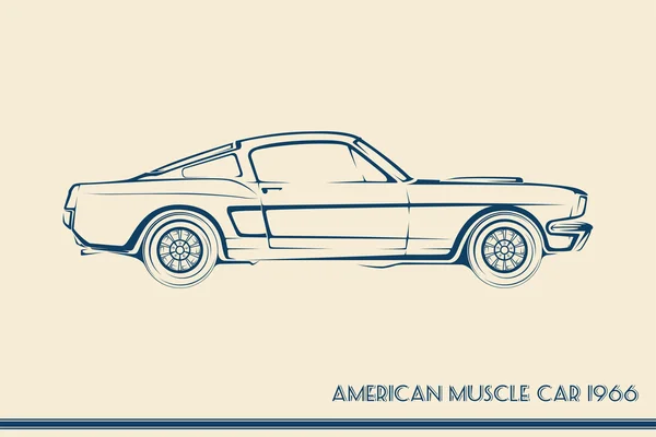 Sziluettjét amerikai muscle car 60-as évek — Stock Vector