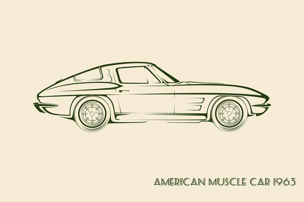 Αμερικανικό αυτοκίνητο μυών σιλουέτα 60s — Διανυσματικό Αρχείο