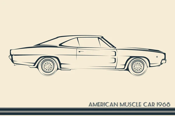 Silueta de coche músculo americano años 60 — Vector de stock
