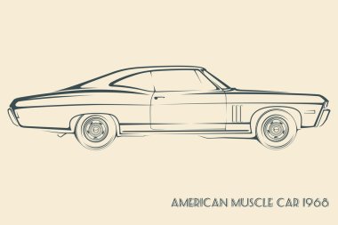 American muscle car silhouette 60s clipart