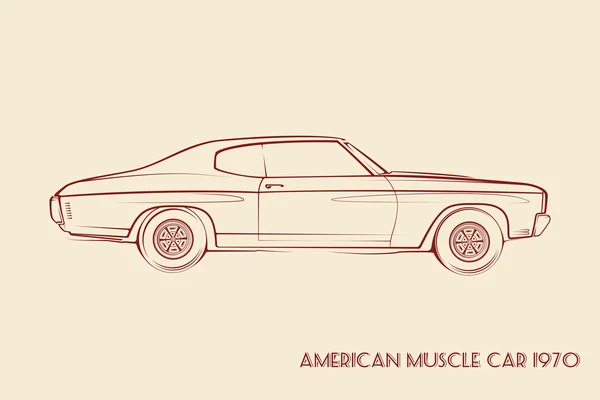 Silueta americana del coche del músculo 70 — Vector de stock