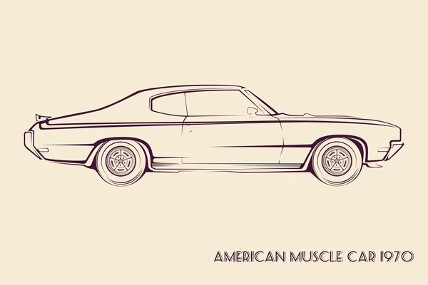 Silueta americana del coche del músculo 70 — Vector de stock