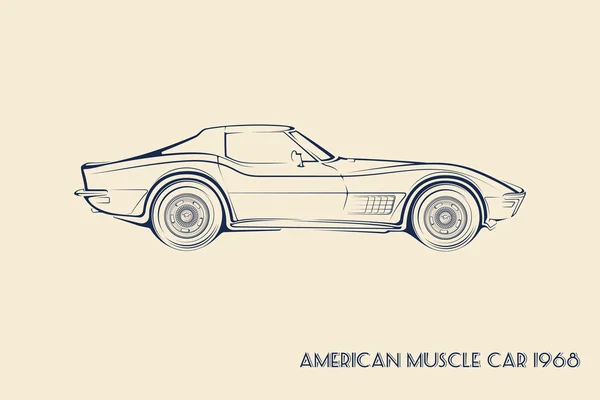 Amerikaanse muscle car silhouet 60s — Stockvector