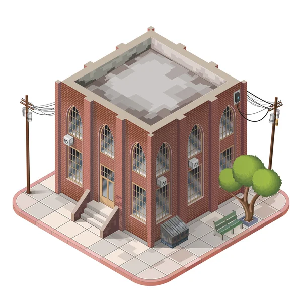 Brick building isometric — Stock Vector