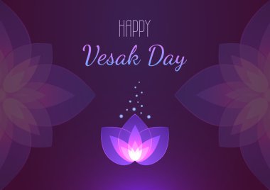 Vesak Günü arka plan yatay banner. Vektör tebrik kartı.