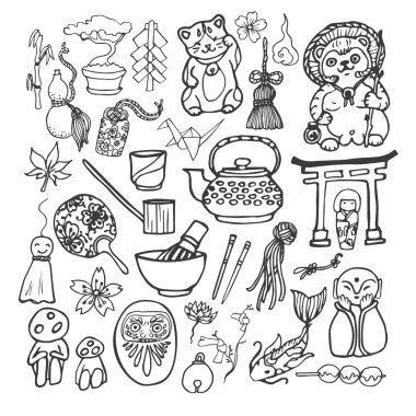 Japon Tema geleneksel Icon set