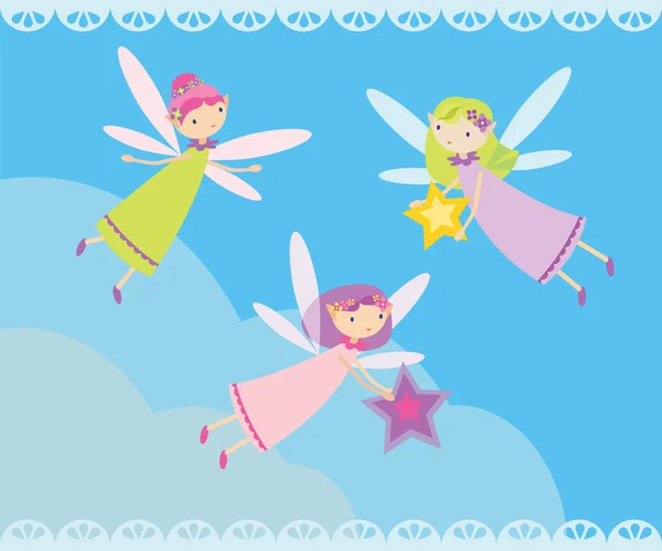 Many fairies flying — Stock Vector