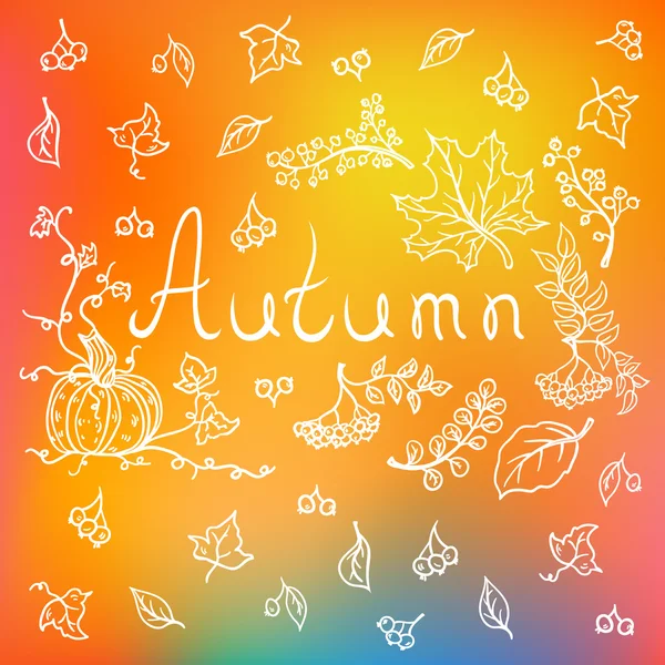 秋季背景与手工绘制的元素 — 图库矢量图片