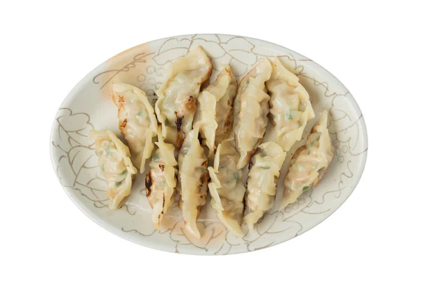 Imagen Albóndigas Fritas Gyoza Aisladas Sobre Fondo Blanco —  Fotos de Stock