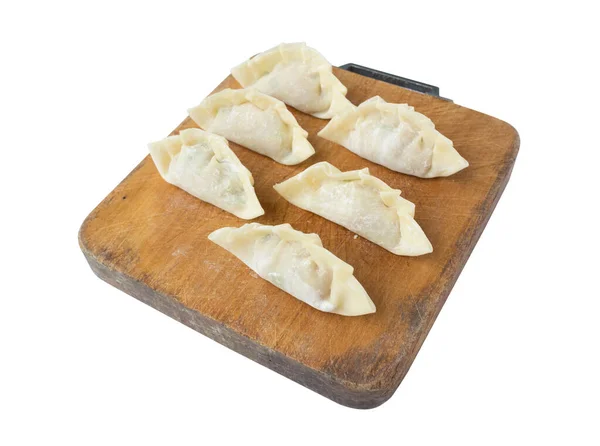 Imagen Dumplings Crudos Gyoza Aislados Sobre Fondo Blanco —  Fotos de Stock