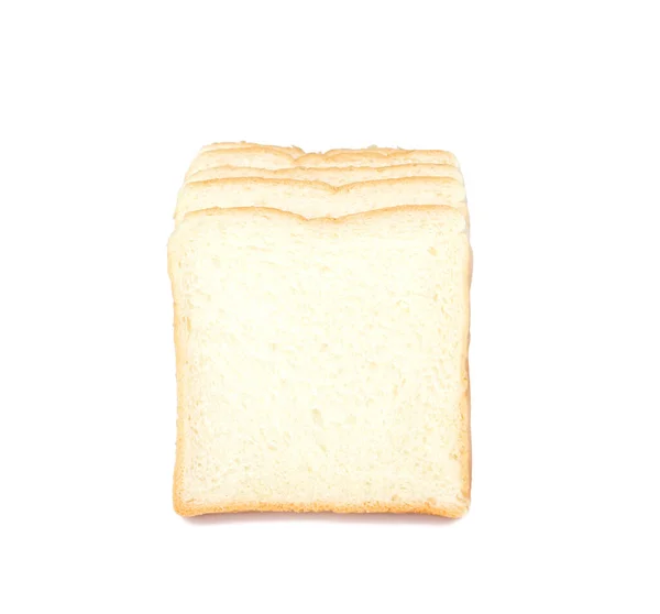 白い隔離された背景で朝食のためのスライスされた柔らかく粘りのあるおいしい白いパンの写真 — ストック写真