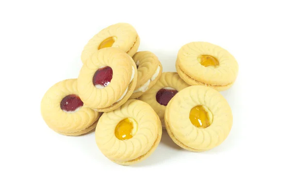 Biscuits au beurre avec confiture de fraises et de citron — Photo