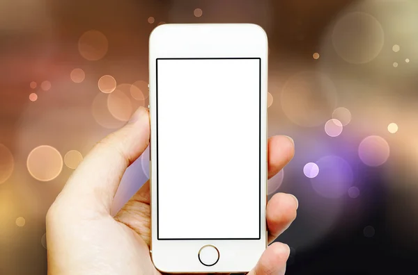 Hareket eden telefon ile renkli bokeh.