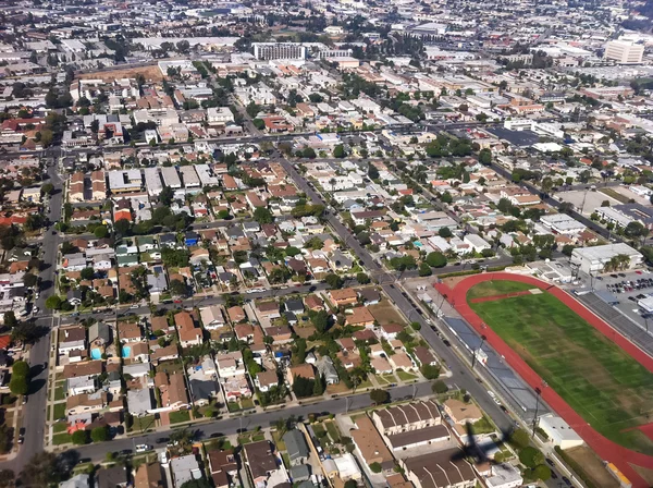 Flyg foto över Los Angeles City, USA. — Stockfoto