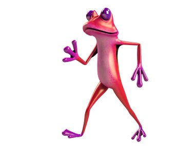 Komik kurbağanın 3 boyutlu çizimi