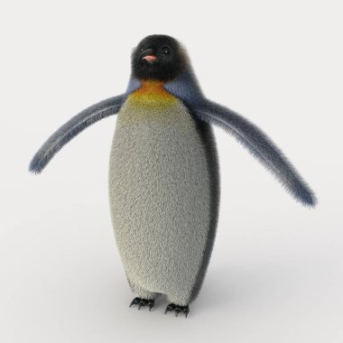 Çizgi film pengueninin 3D görüntüsü
