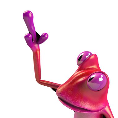 Komik kurbağanın 3 boyutlu çizimi