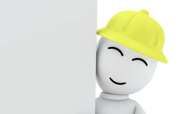 Boş tahtası olan 3D küçük kişi