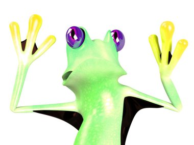 Komik kurbağanın 3 boyutlu çizimi