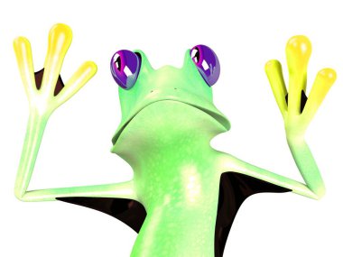 Komik kurbağanın 3 boyutlu çizimi