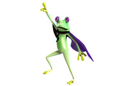 Komik kurbağanın 3 boyutlu çizimi
