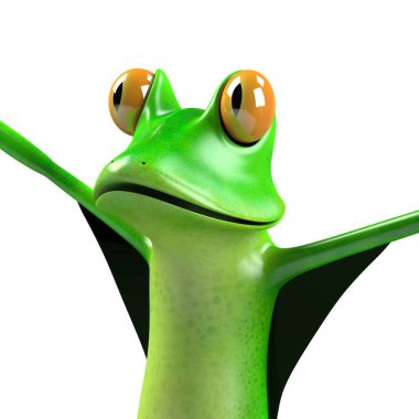 Komik kurbağanın 3 boyutlu çizimi