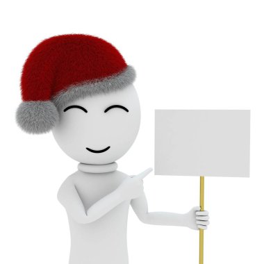 Boş tahtası olan 3D küçük kişi