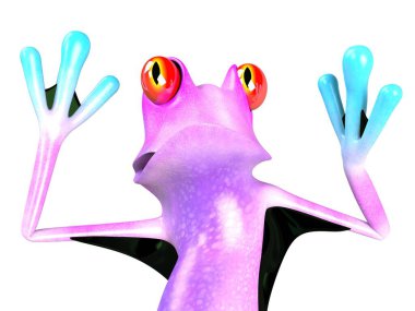 Komik kurbağanın 3 boyutlu çizimi