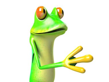 Komik kurbağanın 3 boyutlu çizimi