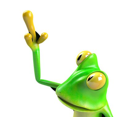 Komik kurbağanın 3 boyutlu çizimi