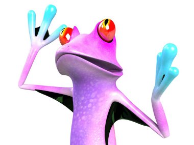 Komik kurbağanın 3 boyutlu çizimi