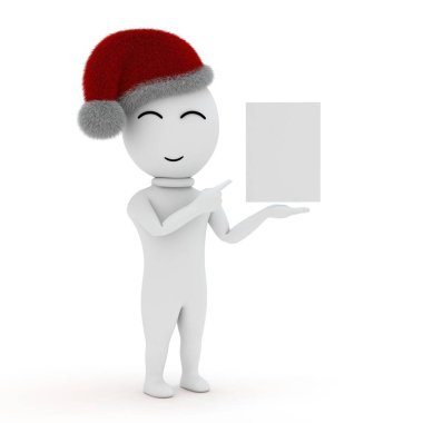 Boş tahtası olan 3D küçük kişi