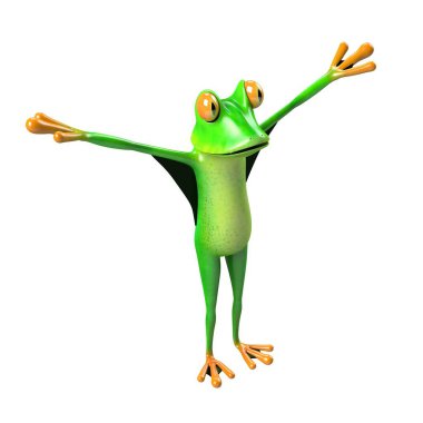 Komik kurbağanın 3 boyutlu çizimi