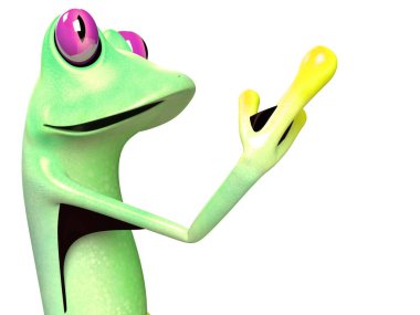 Komik kurbağanın 3 boyutlu çizimi