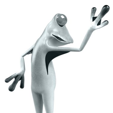 Komik kurbağanın 3 boyutlu çizimi