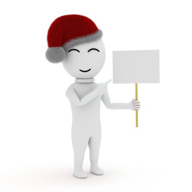 Boş tahtası olan 3D küçük kişi