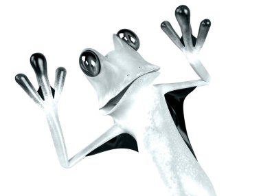 Komik kurbağanın 3 boyutlu çizimi