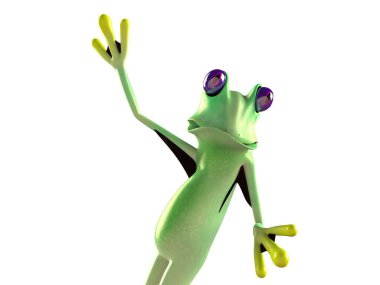 Komik kurbağanın 3 boyutlu çizimi