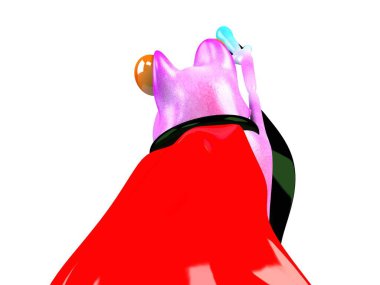 Komik kurbağanın 3 boyutlu çizimi