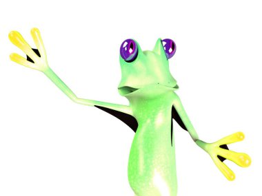 Komik kurbağanın 3 boyutlu çizimi