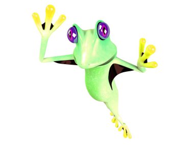 Komik kurbağanın 3 boyutlu çizimi