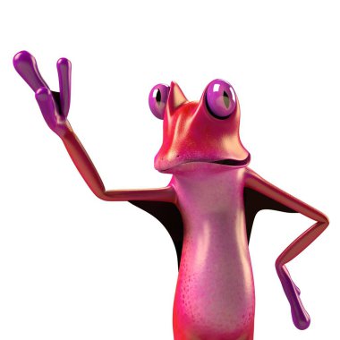 Komik kurbağanın 3 boyutlu çizimi