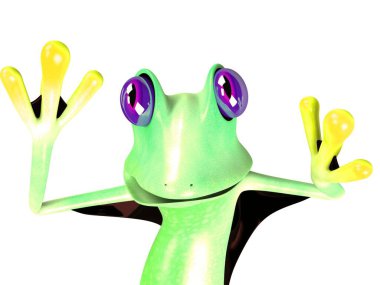 Komik kurbağanın 3 boyutlu çizimi