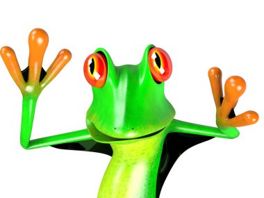 Komik kurbağanın 3 boyutlu çizimi