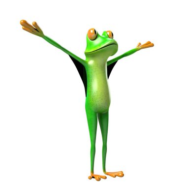Komik kurbağanın 3 boyutlu çizimi