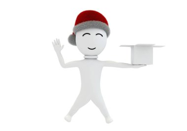 Hediye kutulu bir Noel Baba 'nın 3D görüntüsü