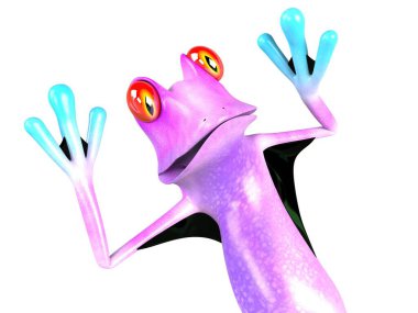 Komik kurbağanın 3 boyutlu çizimi